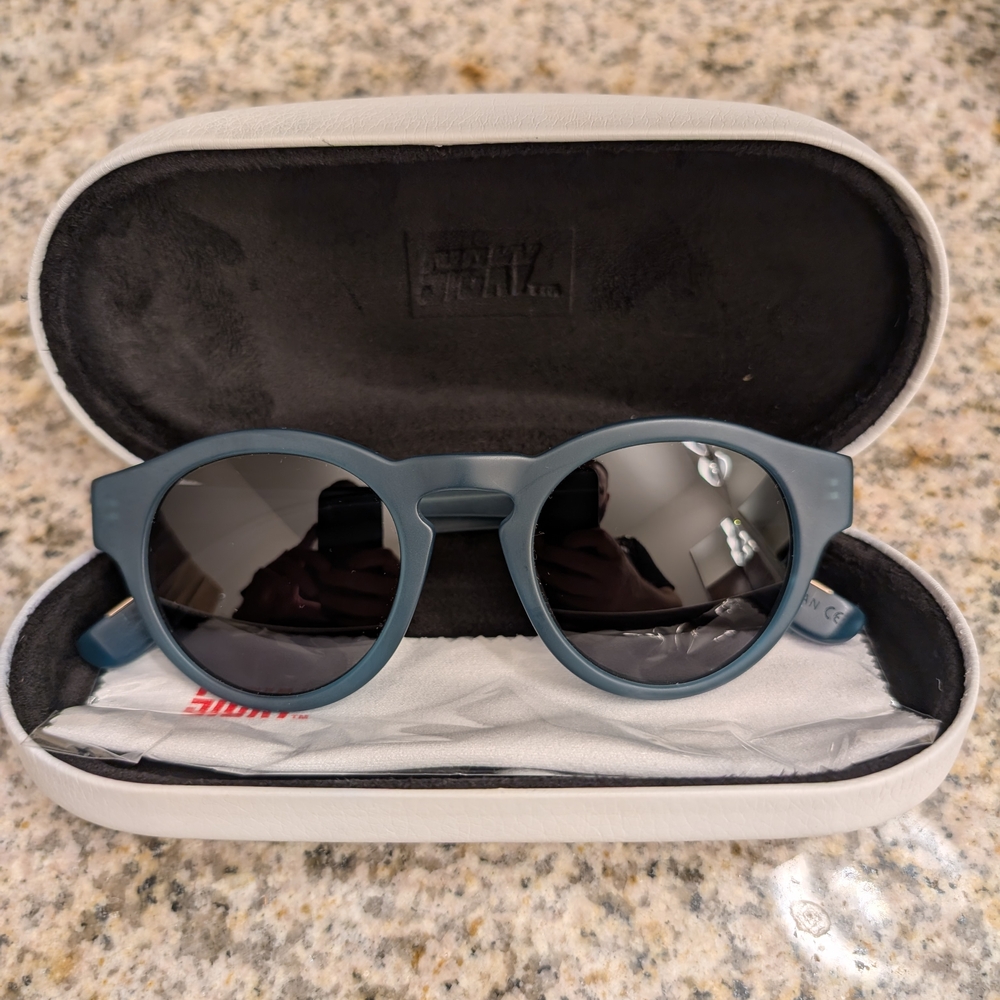 Sicky Brand S10 Unisex Matte Blue Round Sunglasses with Case